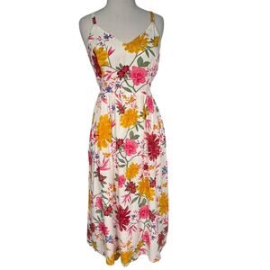 Old Navy Floral Printed Fit & Flare Cami Midi Dress White Floral Size Medium